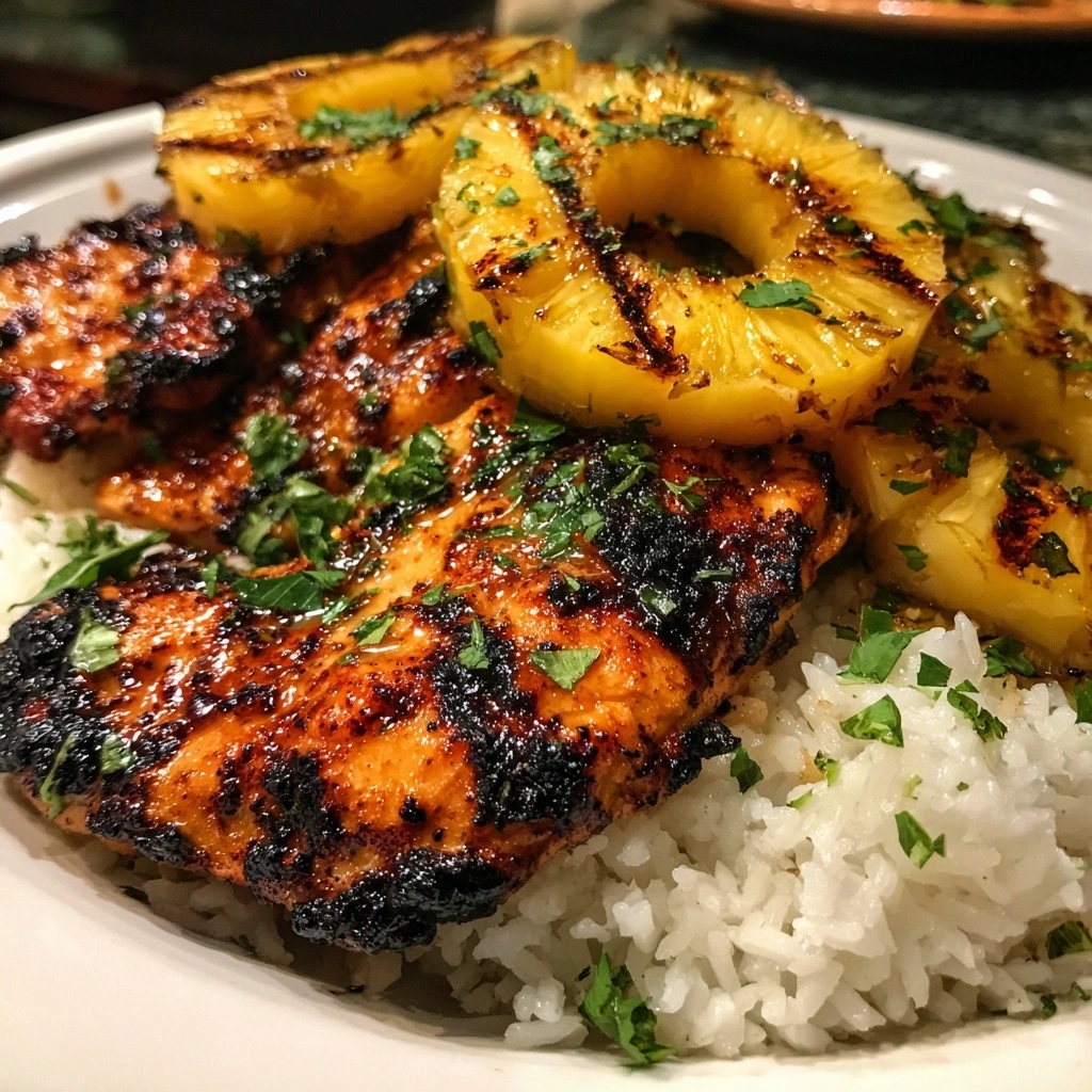 Grilled Pineapple Chicken with Coconut Rice