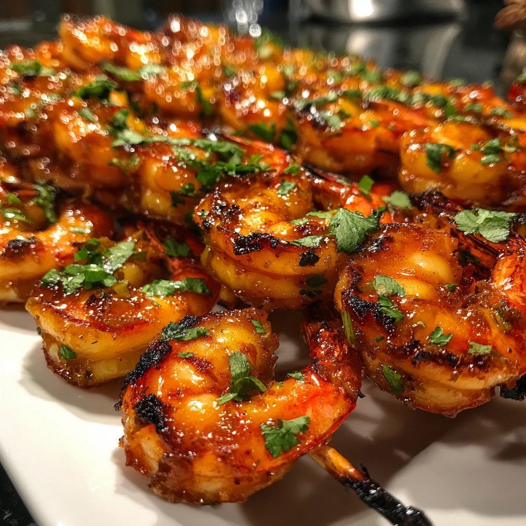 Apricot Glazed Grilled Shrimp Skewers