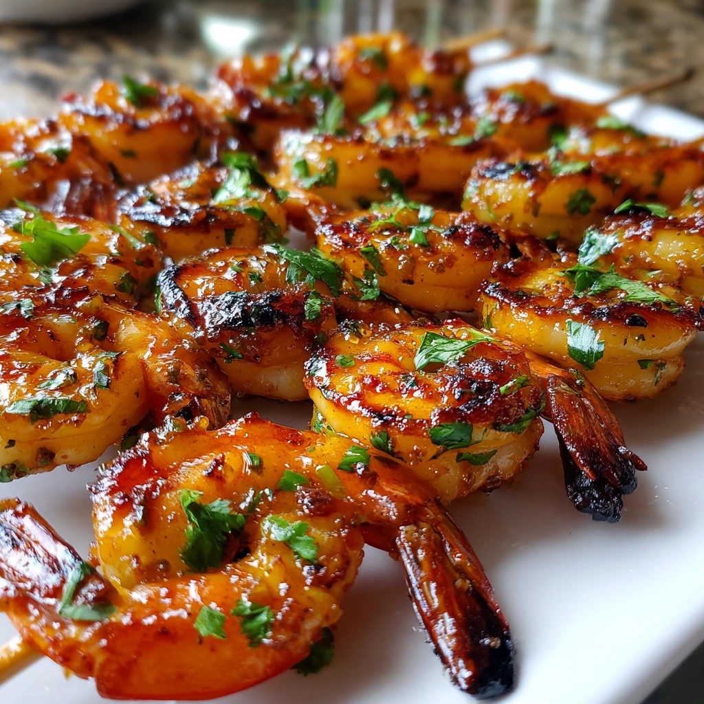 Apricot Glazed Grilled Shrimp Skewers