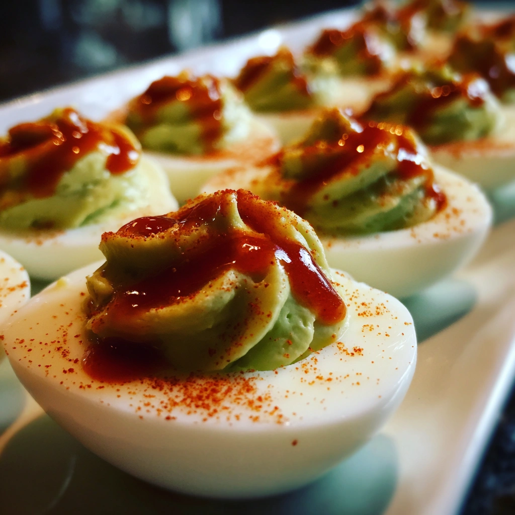 Avocado Deviled Eggs with Sriracha