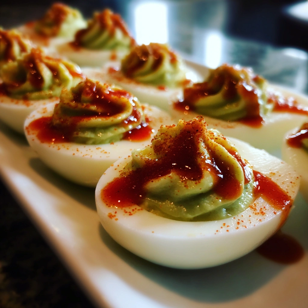 Avocado Deviled Eggs with Sriracha