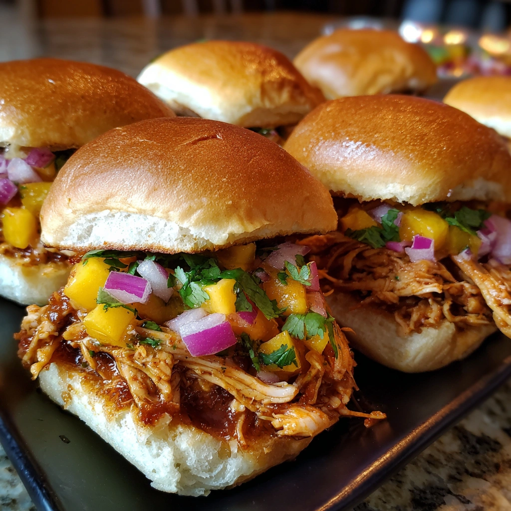 BBQ Chicken Sliders with Peach Salsa