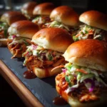 BBQ Pulled Salmon Sliders with Slaw