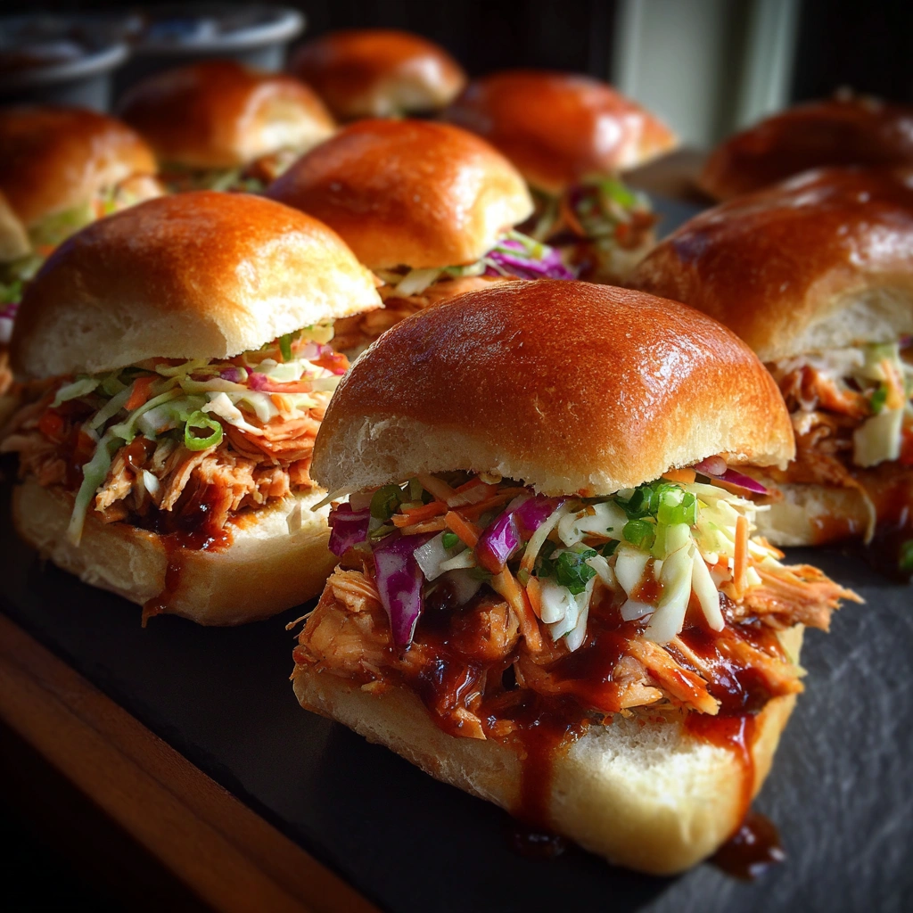 BBQ Pulled Salmon Sliders with Slaw