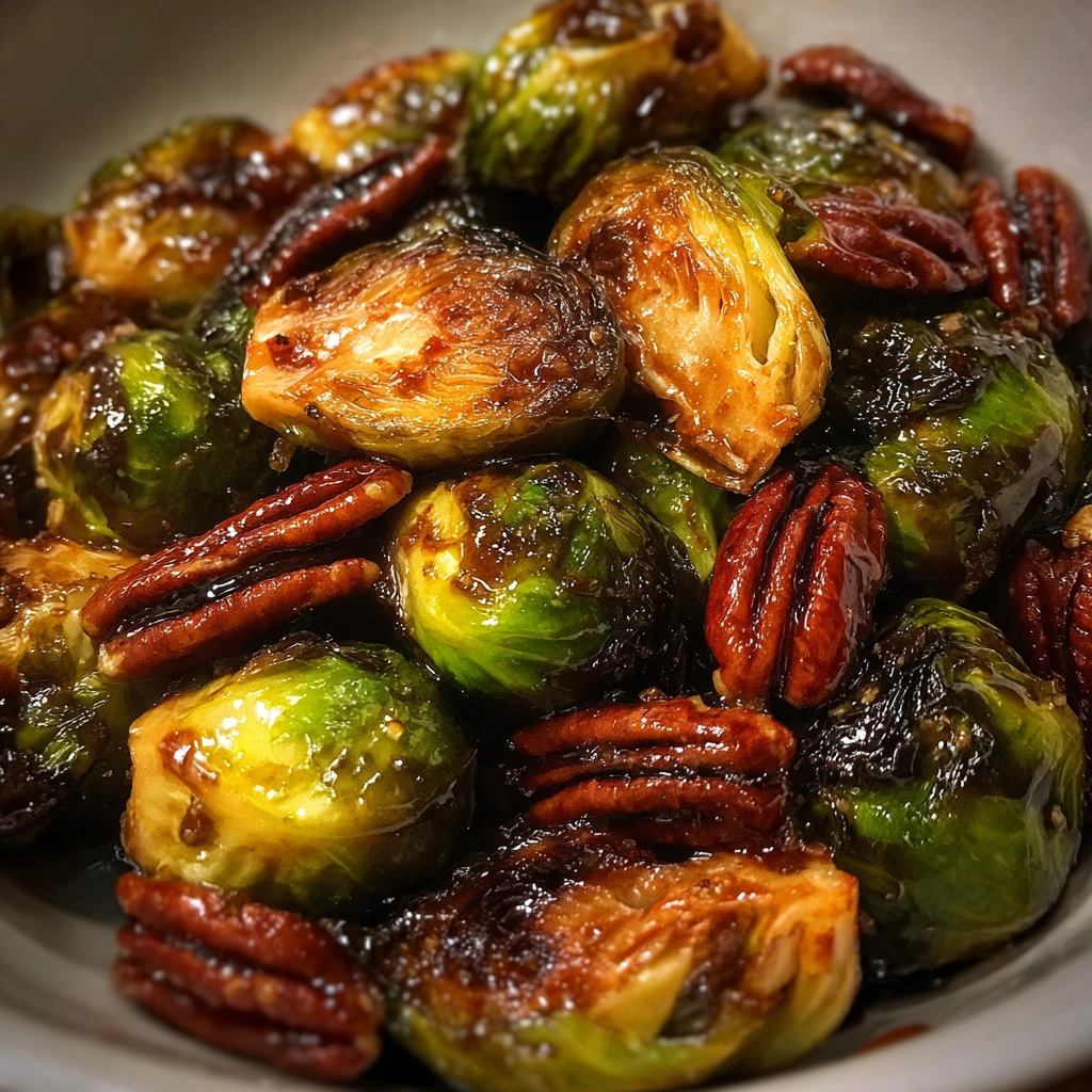 Balsamic Glazed Brussels Sprouts with Pecans