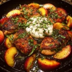 Balsamic Peach & Burrata Chicken Skillet