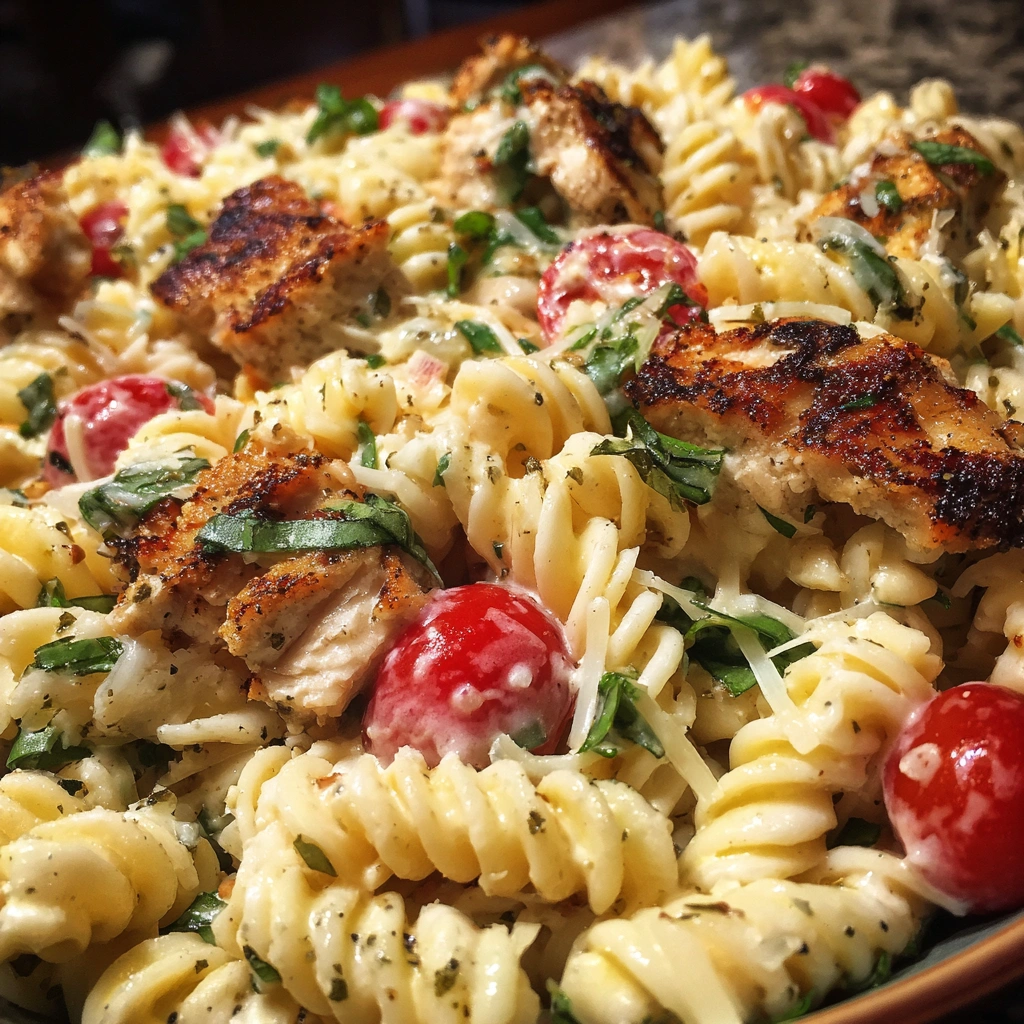 Cheesy Chicken Alfredo Pasta Salad