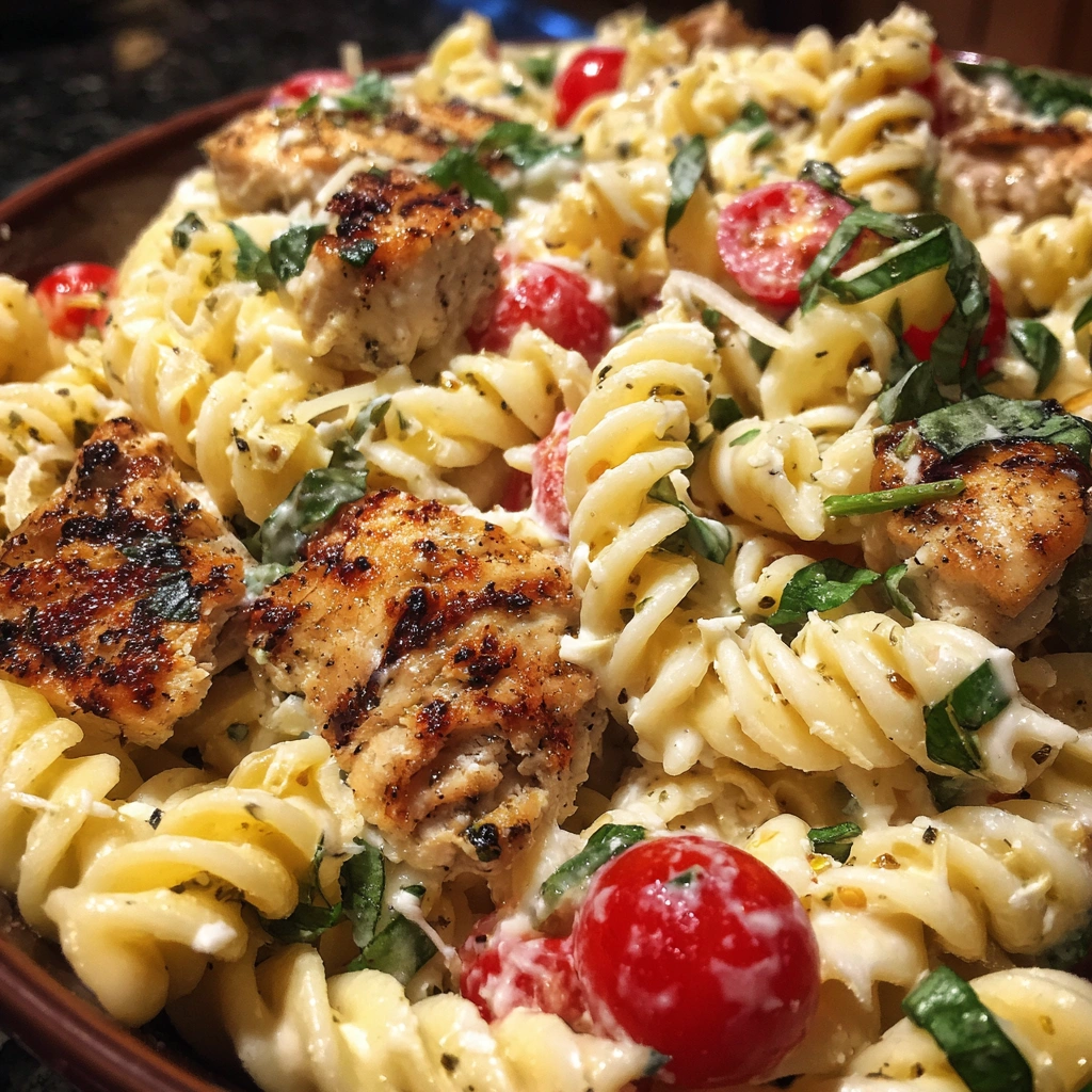 Cheesy Chicken Alfredo Pasta Salad