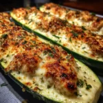 Chicken Alfredo Stuffed Zucchini Boats