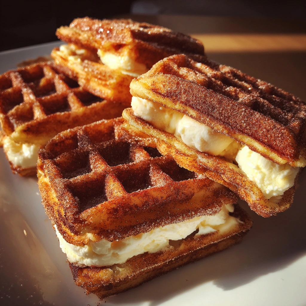 Churro Waffle Ice Cream Sandwiches
