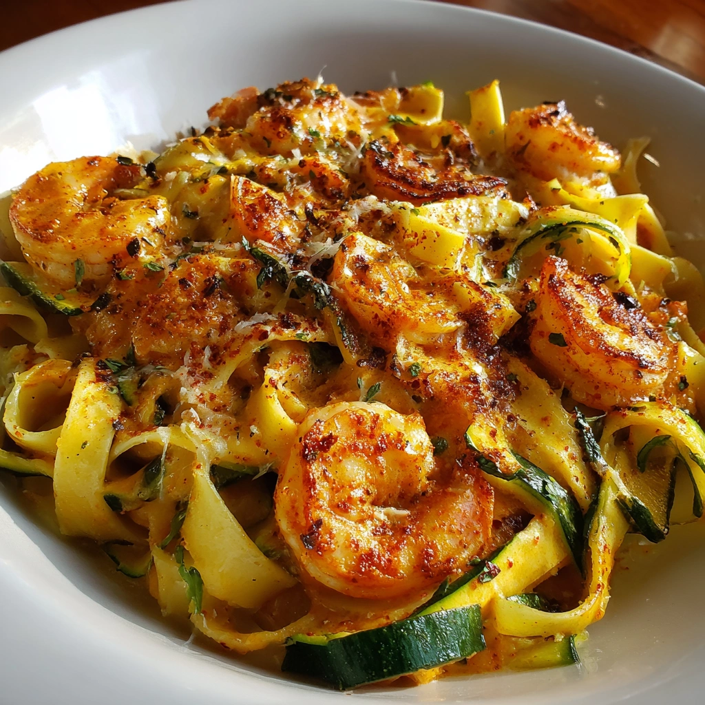 Creamy Cajun Shrimp and Zucchini Pasta