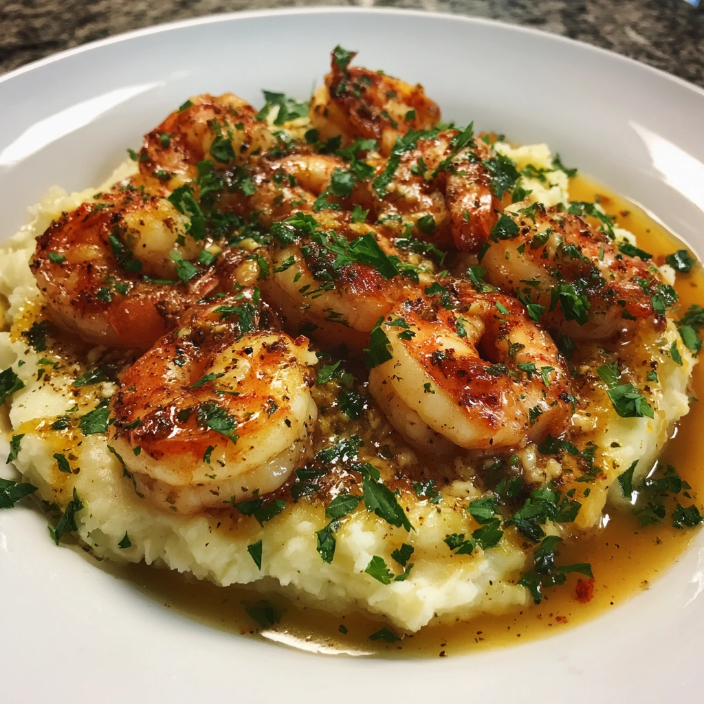 Creamy Garlic Shrimp with Mashed Potatoes
