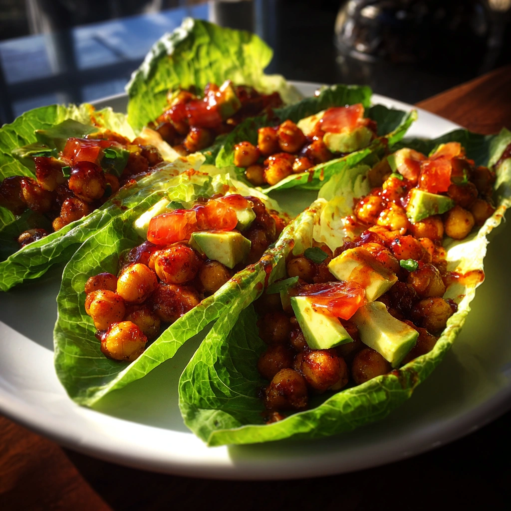 Crispy BBQ Chickpea Lettuce Wraps
