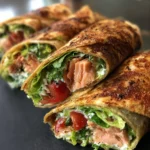 Crispy Salmon Caesar Salad Wraps