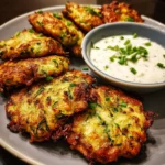 Crispy Zucchini Fritters with Garlic Yogurt Dip