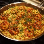 Garlic Butter Shrimp and Orzo Skillet