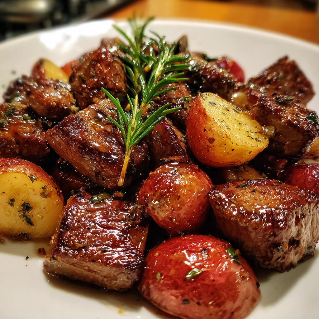 Garlic Butter Steak Bites with Potatoes