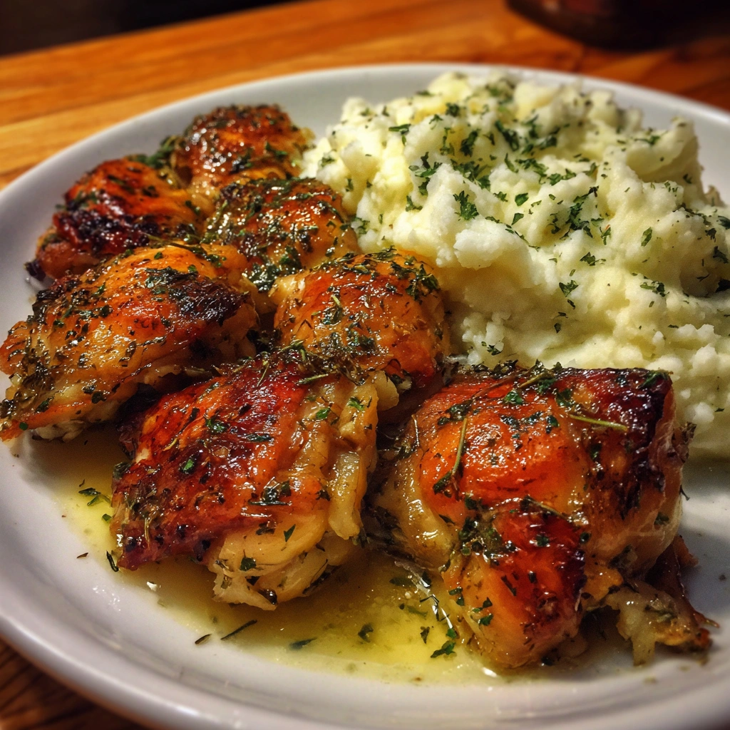 Garlic Herb Chicken with Mashed Potatoes