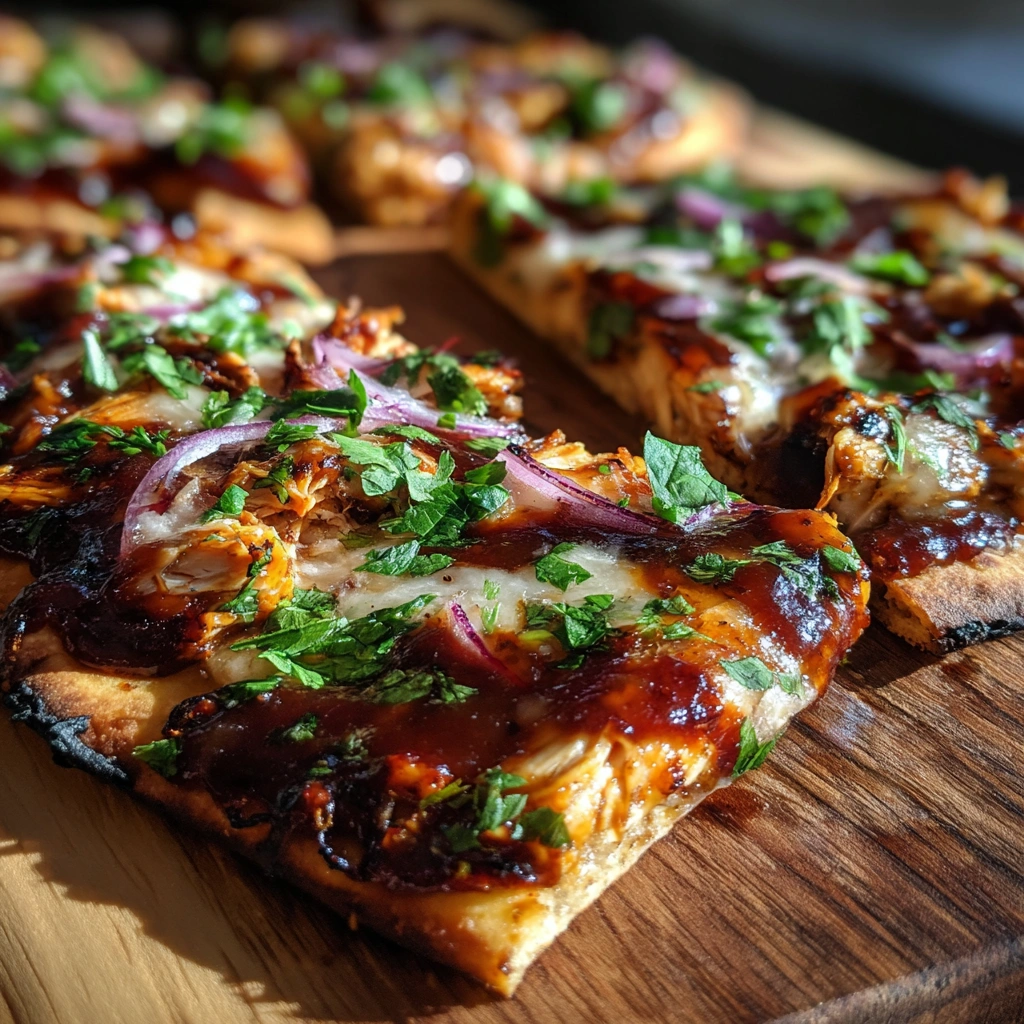 Grilled BBQ Chicken Flatbread Pizzas