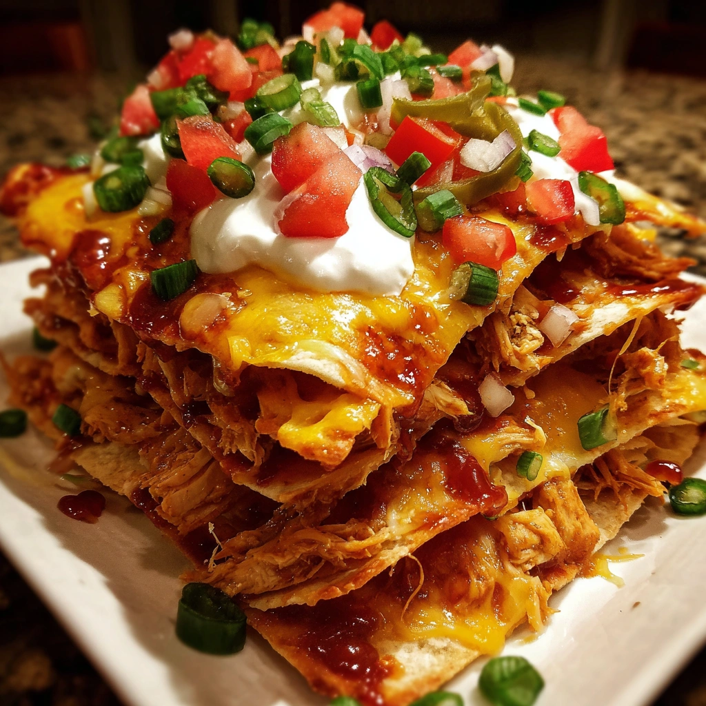 Grilled BBQ Chicken Nacho Stacks