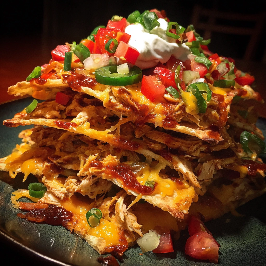 Grilled BBQ Chicken Nacho Stacks