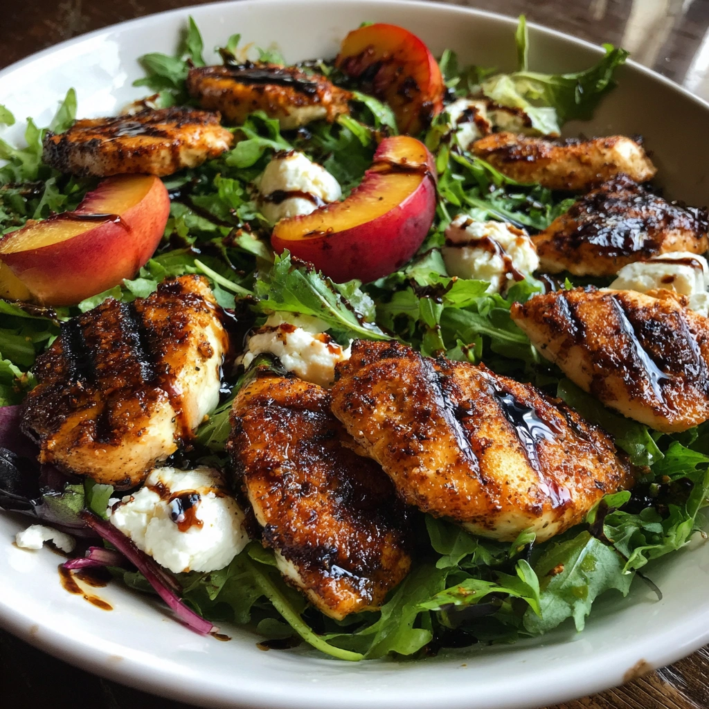 Grilled Peach and Burrata Chicken Salad