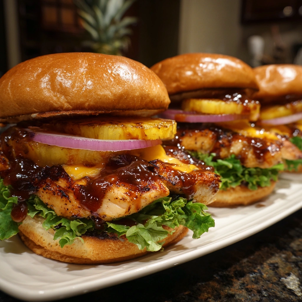 Grilled Pineapple BBQ Chicken Sandwiches