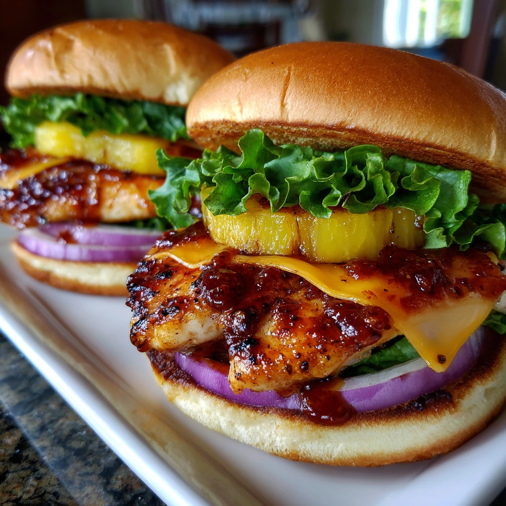 Grilled Pineapple BBQ Chicken Sandwiches