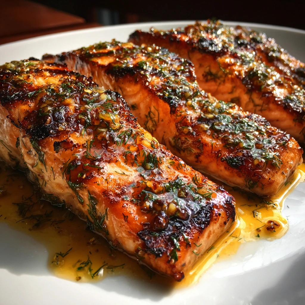 Grilled Salmon with Lemon Dill Butter Sauce