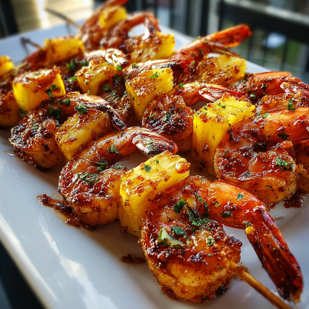 Grilled Shrimp and Pineapple Skewers with Chili Glaze
