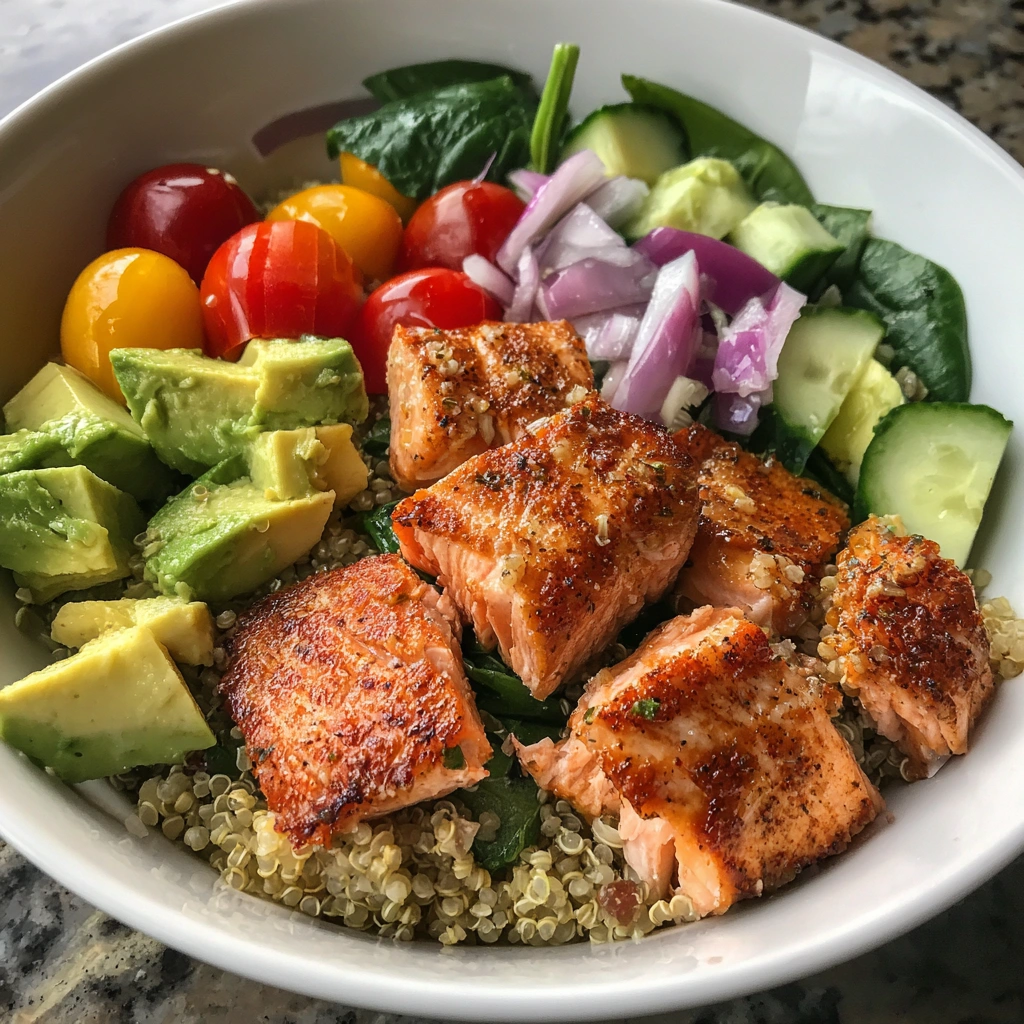 Healthy Salmon Quinoa Salad Bowl