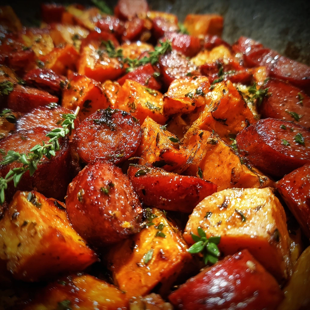 Honey Garlic Sausage Sweet Potatoes