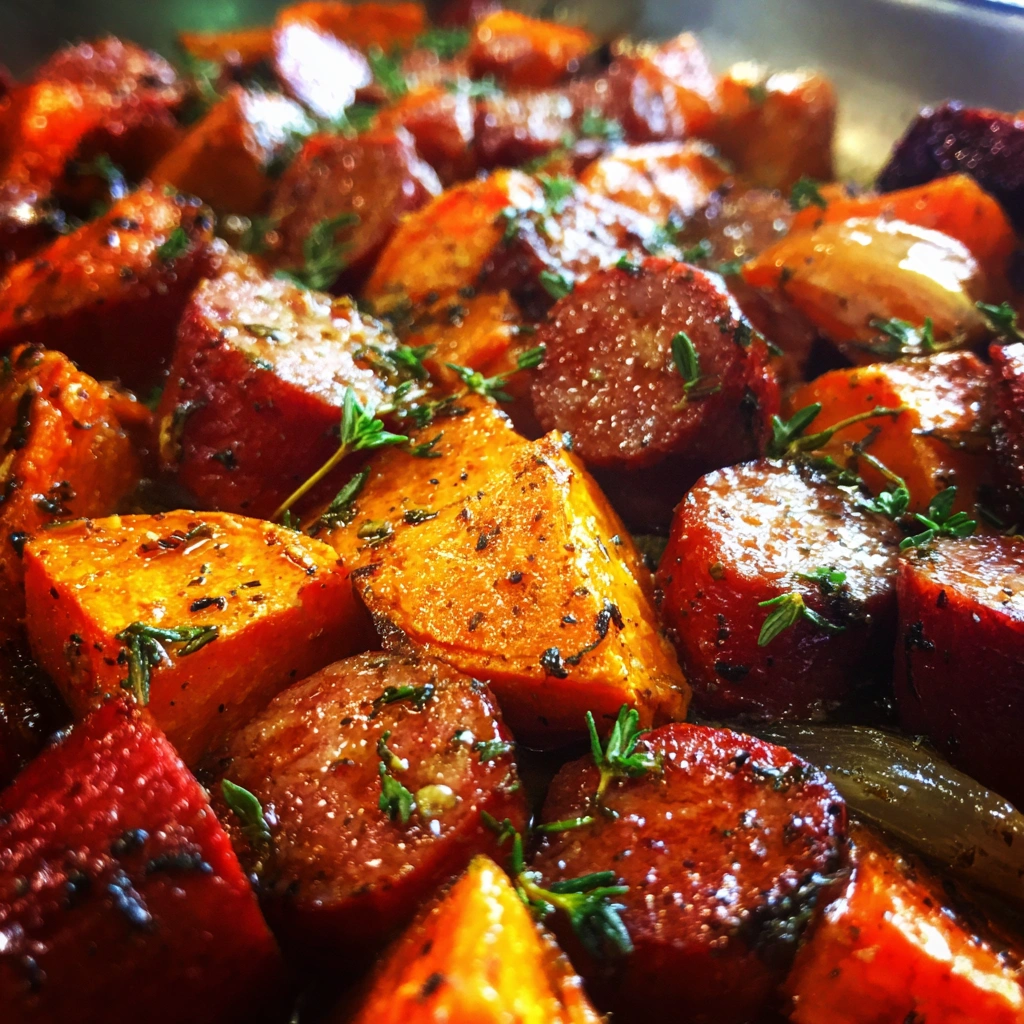 Honey Garlic Sausage Sweet Potatoes