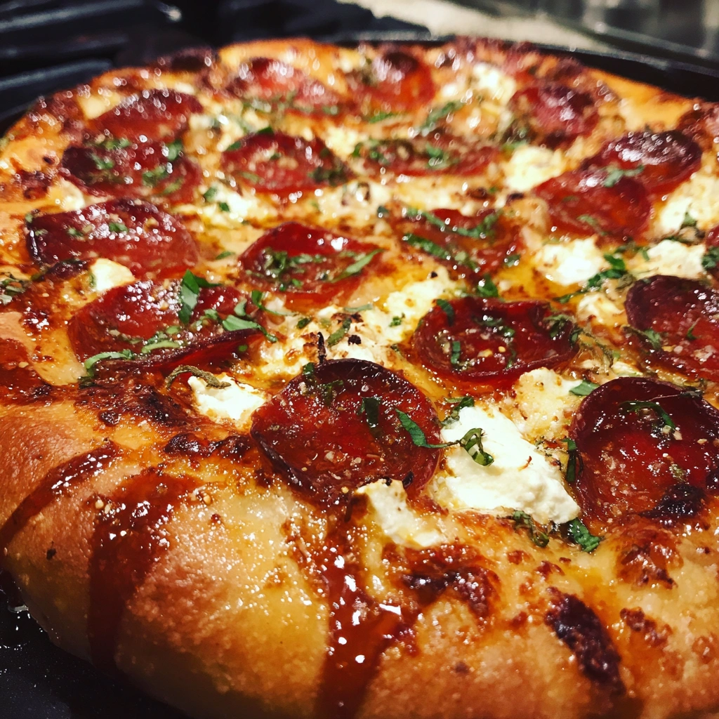 Hot Honey Pizza with Ricotta & Pepperoni
