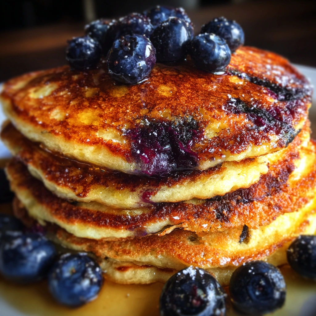 Lemon Blueberry Protein Pancakes