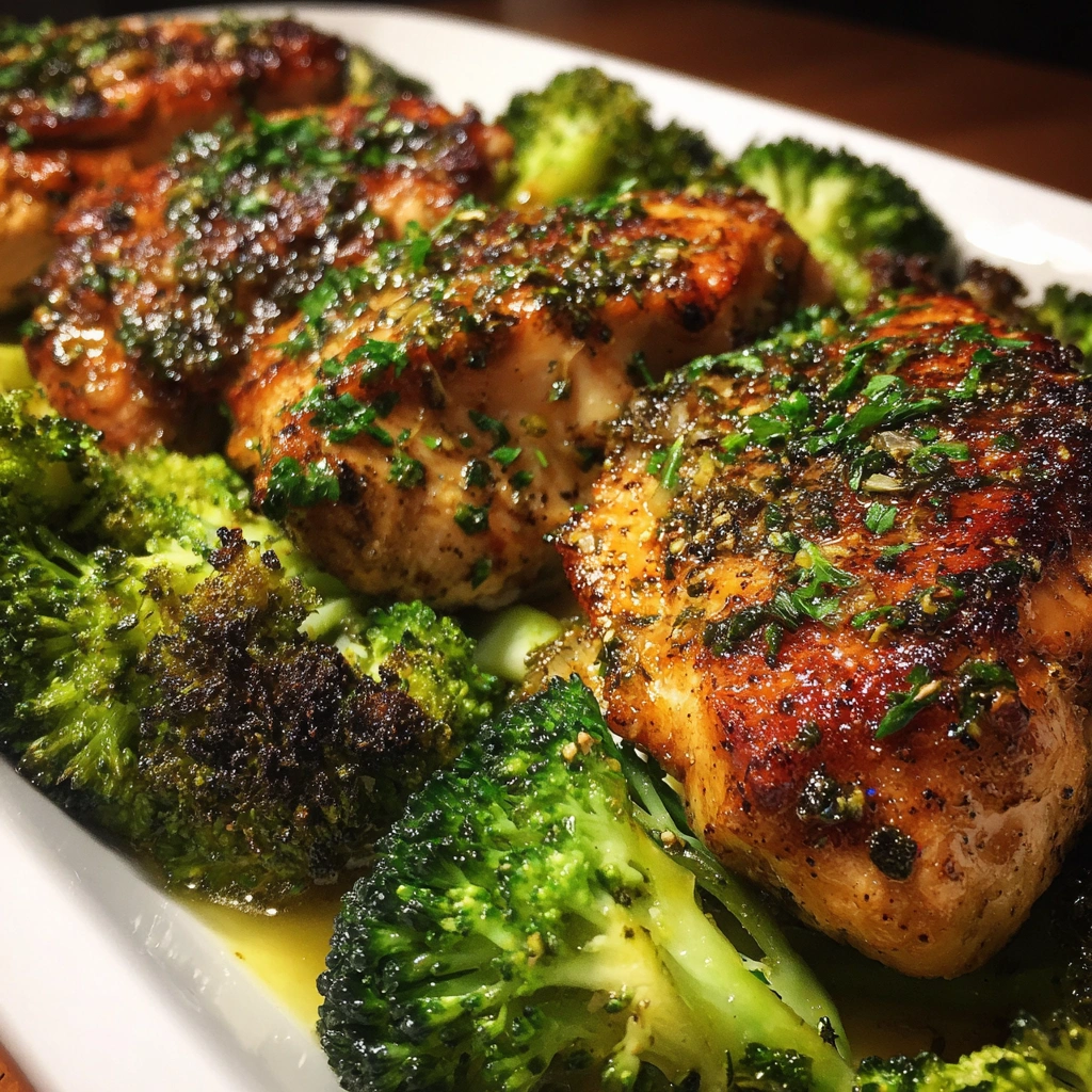 Lemon Garlic Butter Chicken with Roasted Broccoli