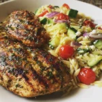 Lemon Herb Chicken and Cucumber Orzo Salad