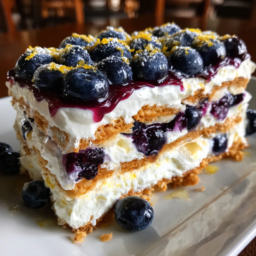 No-Bake Lemon Blueberry Icebox Cake