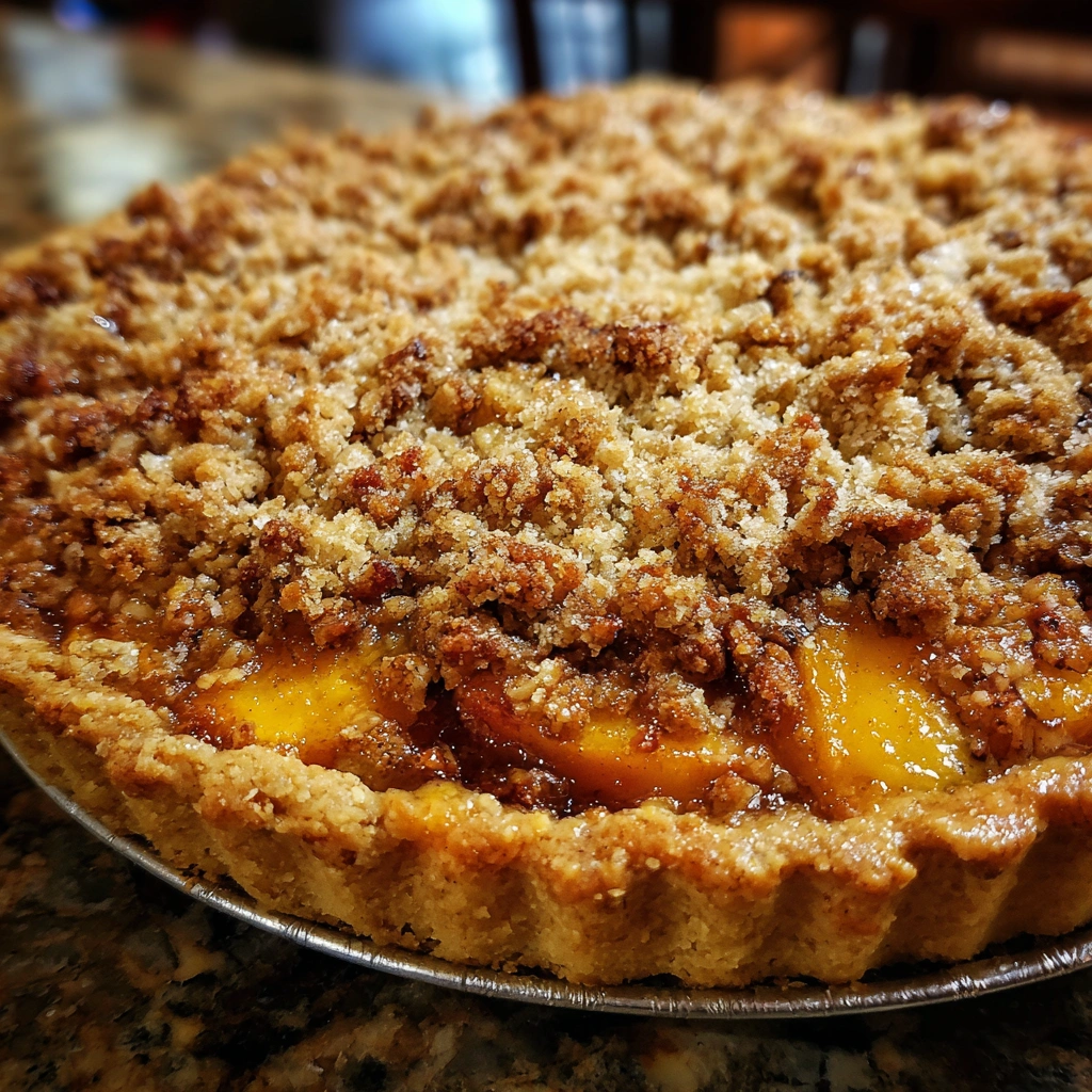 Peach & Almond Crumble Cookie Pie