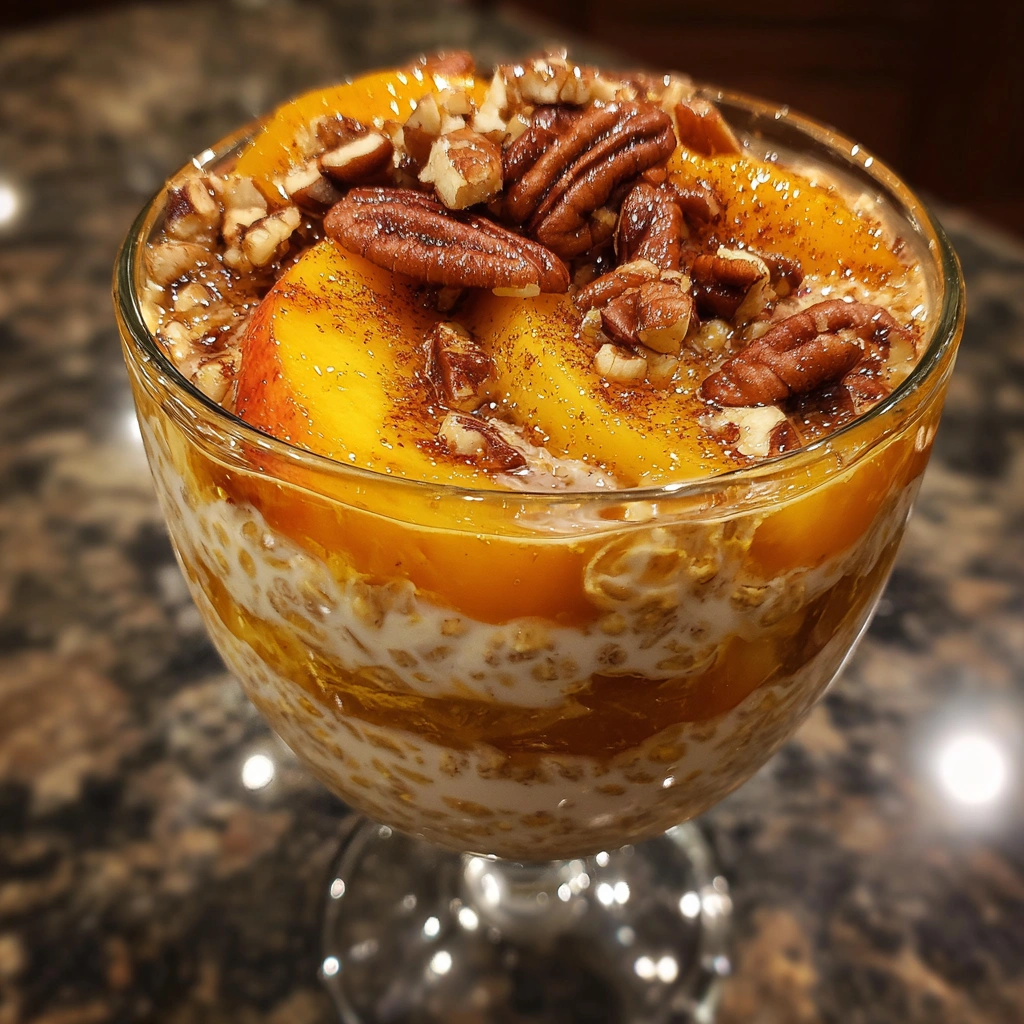Pecan Peach Cobbler Overnight Oats