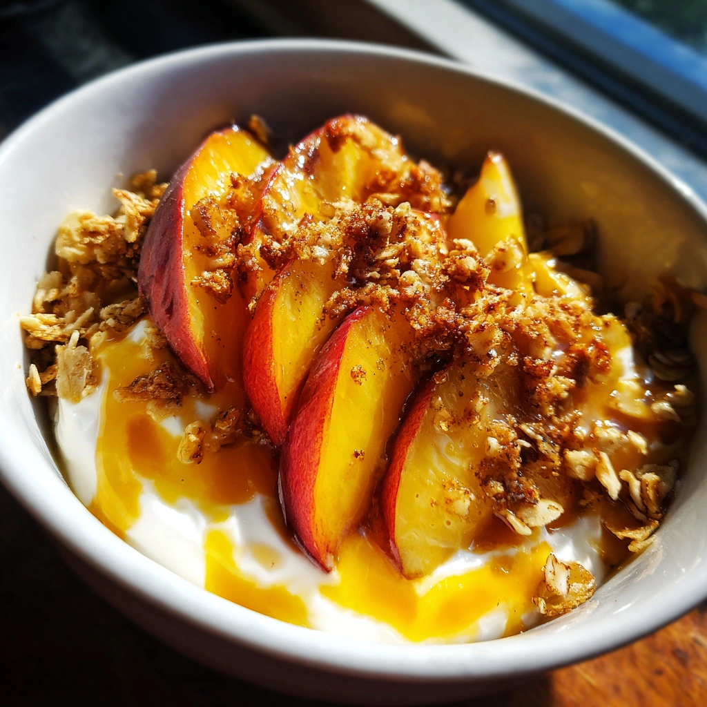 Peach Crisp Yogurt Breakfast Bowl