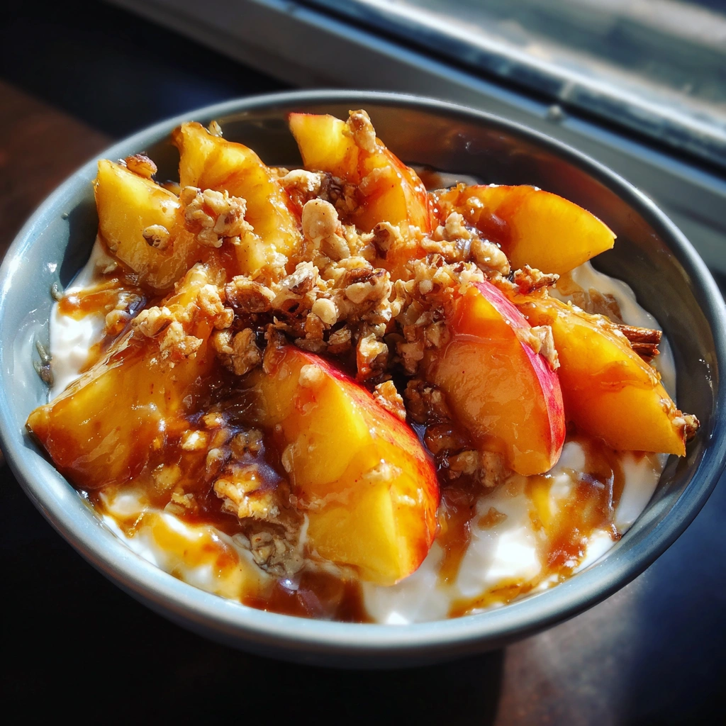 Peach Crisp Yogurt Breakfast Bowl