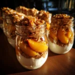 Peach Crisp Yogurt Parfait Jars