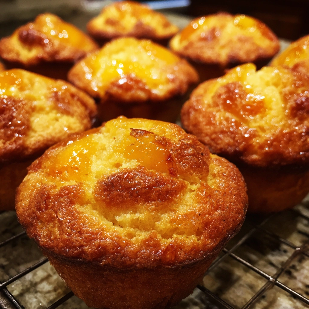 Peach and Honey Butter Cornbread Muffins