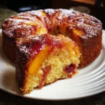 Peach and Raspberry Drizzle Cake