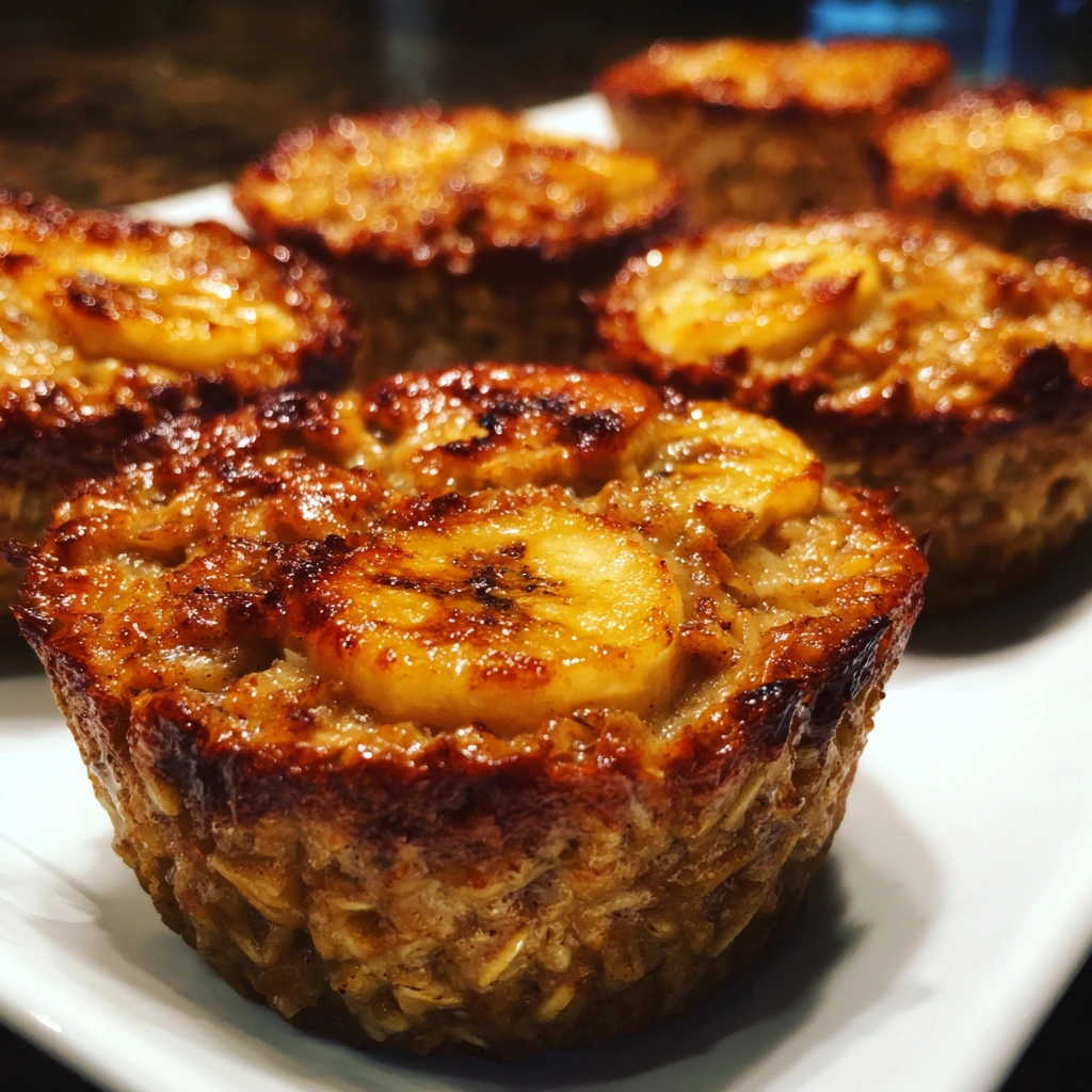 Peanut Butter Banana Baked Oatmeal Cups