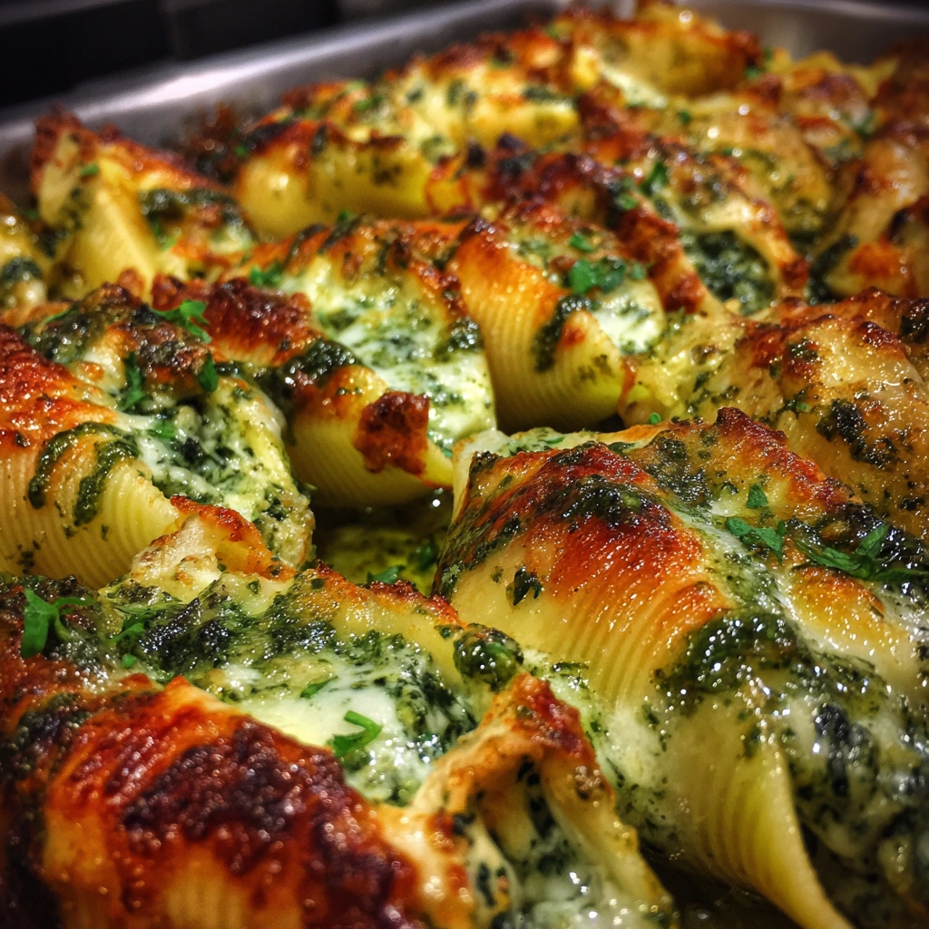 Pesto Chicken & Spinach Stuffed Shells