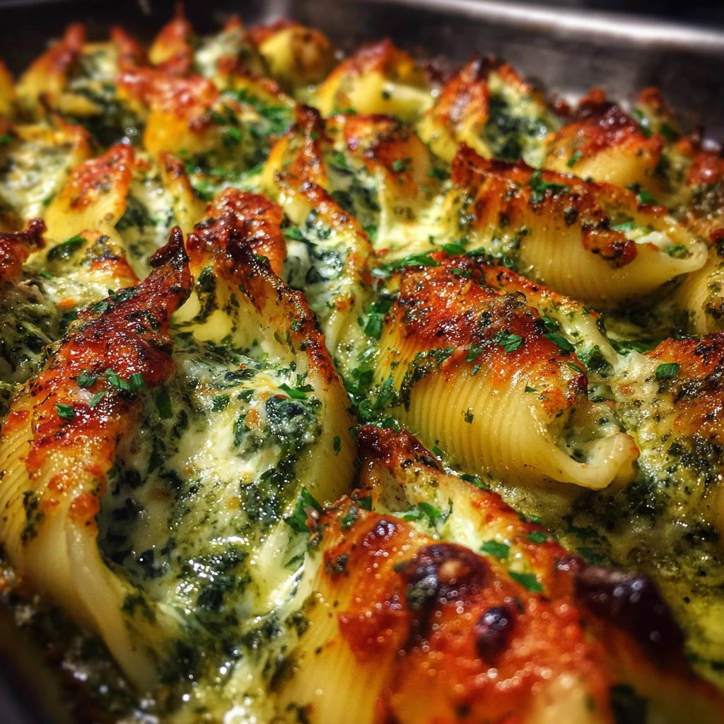 Pesto Chicken & Spinach Stuffed Shells