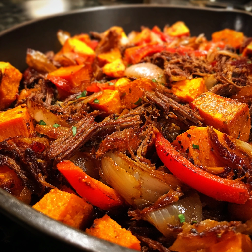 Pulled Beef Sweet Potato Skillet Dinner