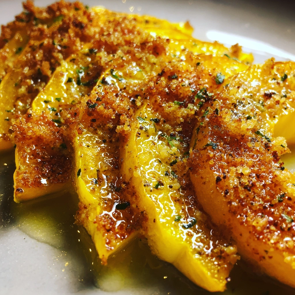 Roasted Yellow Squash with Parmesan Crumbs